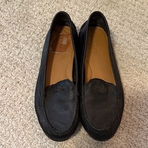 Coach Black Leather Slip-On Shoes